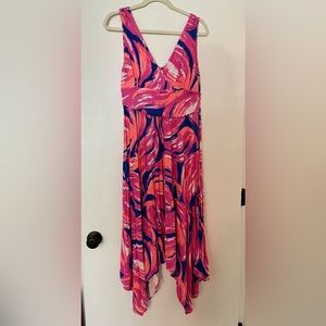 Lilly Pulitzer Flamingo Print Handkerchief Hem Dress